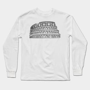 Minimalist Rome Colosseum Drawing Long Sleeve T-Shirt